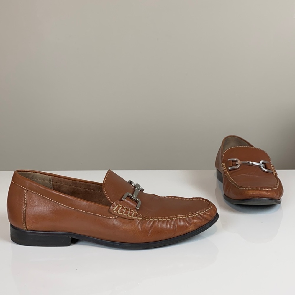 Donald J. Pliner Brown Leather Horse Bit Loafers 9